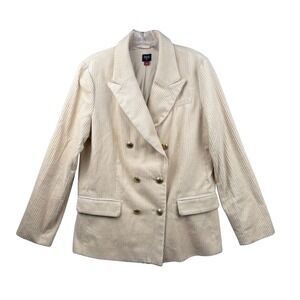 Rowing Blazers Womens Medium Cream Corduroy Double Breasted Blazer Gold Buttons